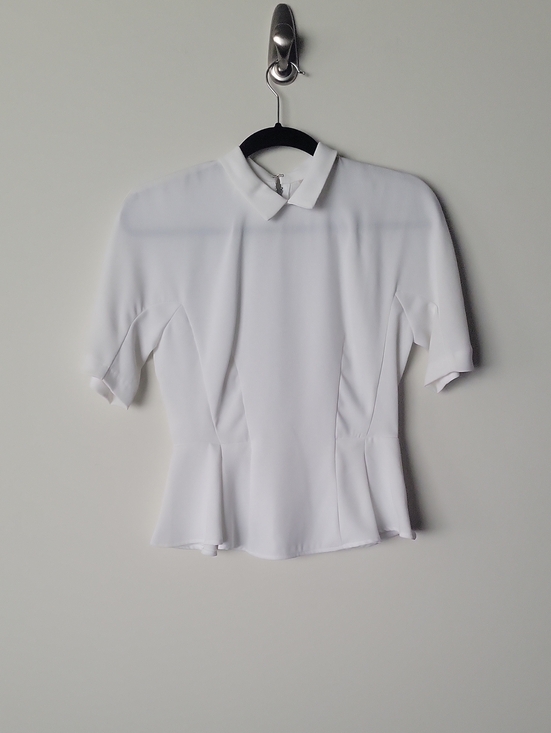 H&M Tops - H&M White High Neck Modest Workwear Quiet Luxury Peplum Blouse Top Minimalist S
